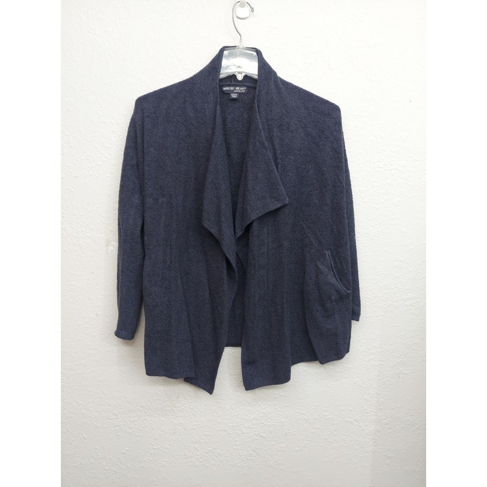 Barefoot Dreams Cardigan Womens XXS Blue Cozy Chic Light Open Front Pockets READ